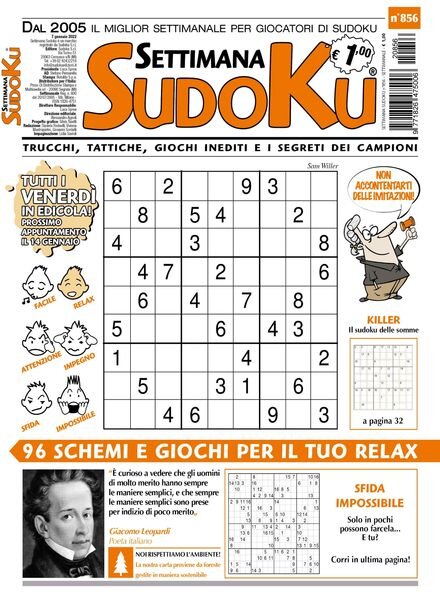 Settimana Sudoku – 05 gennaio 2022 Cover