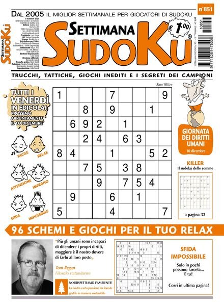 Settimana Sudoku – 09 dicembre 2021 Cover