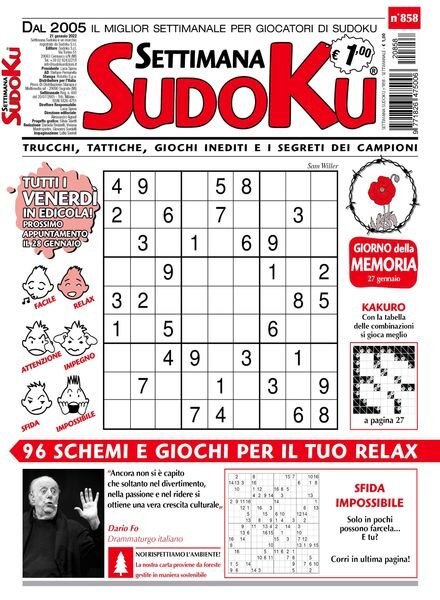Settimana Sudoku – 19 gennaio 2022 Cover