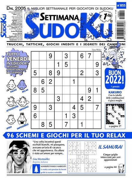 Settimana Sudoku – 29 dicembre 2021 Cover