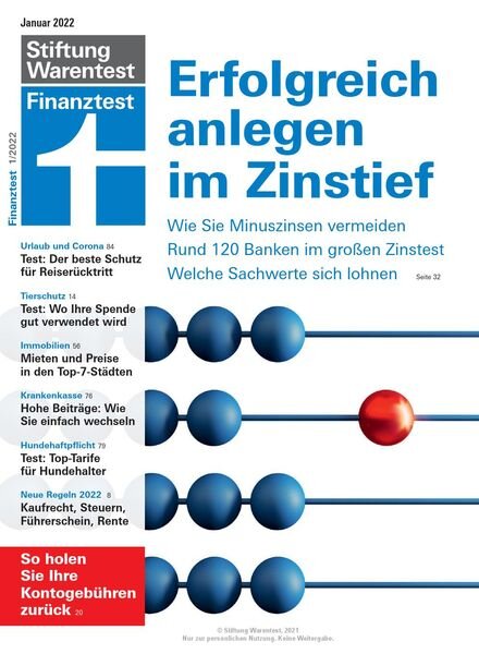 Stiftung Warentest Finanztest – Januar 2022 Cover