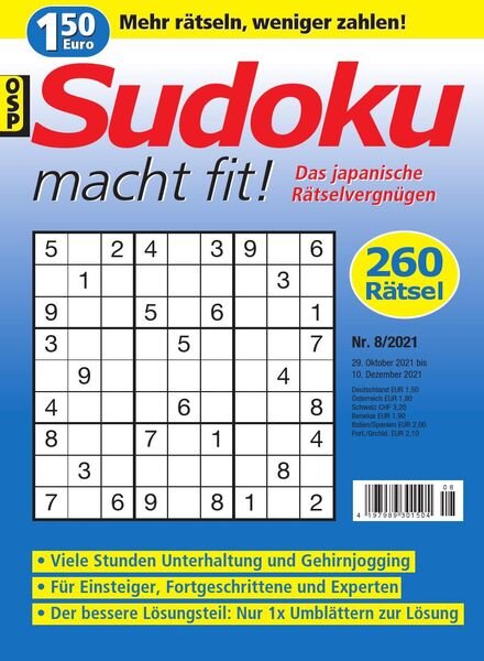 Sudoku macht fit – Nr 8 2021 Cover
