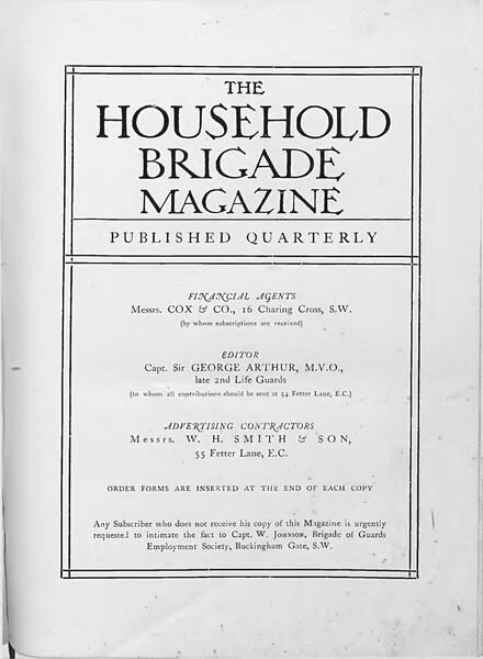 The Guards Magazine – November 1910 Cover