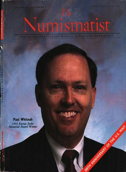 The Numismatist – August 1992 Cover