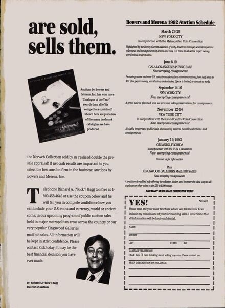 The Numismatist – March 1992 Cover
