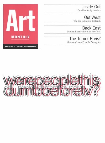 Art Monthly – December-January 2000-01 Cover