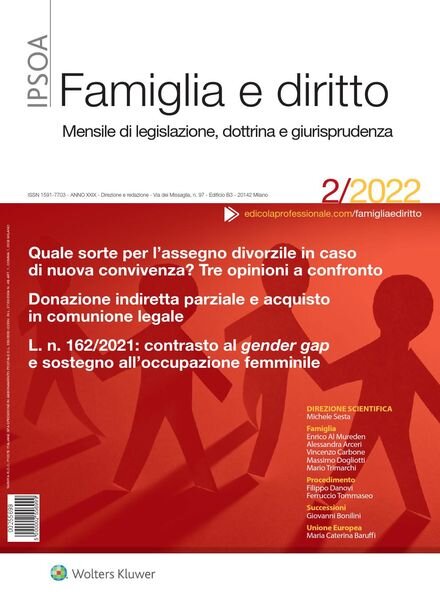 Famiglia e Diritto – Febbraio 2022 Cover