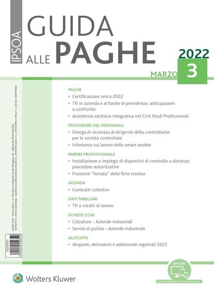 Guida alle paghe – Marzo 2022 Cover