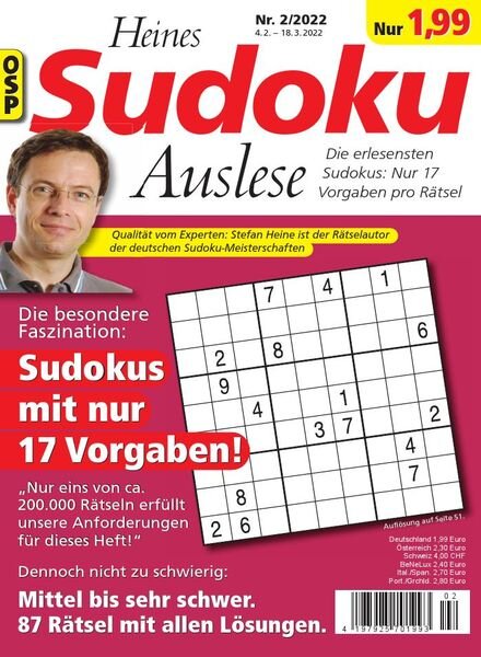 Heines Sudoku Auslese – Nr 2 2022 Cover