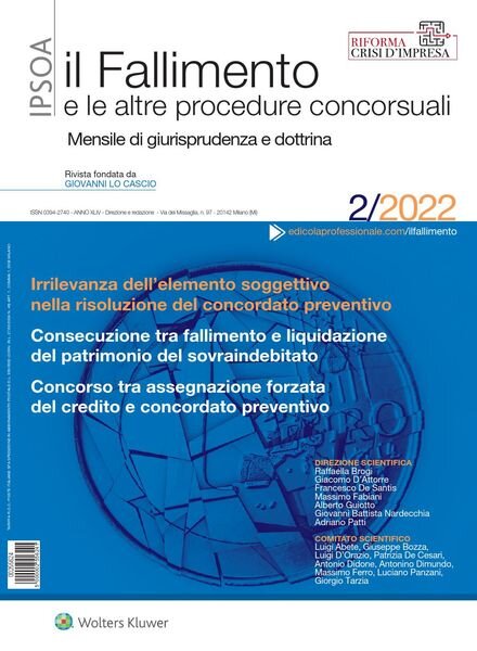 Il Fallimento – Febbraio 2022 Cover
