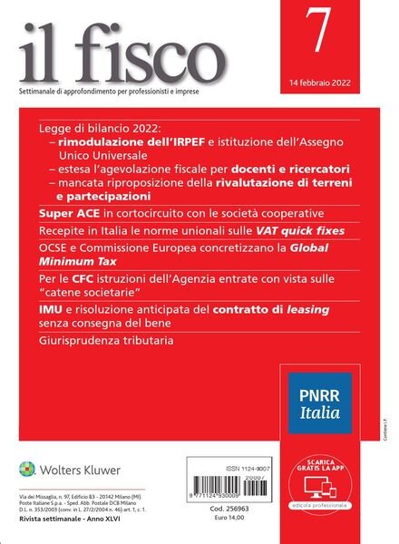 il fisco – 14 Febbraio 2022 Cover