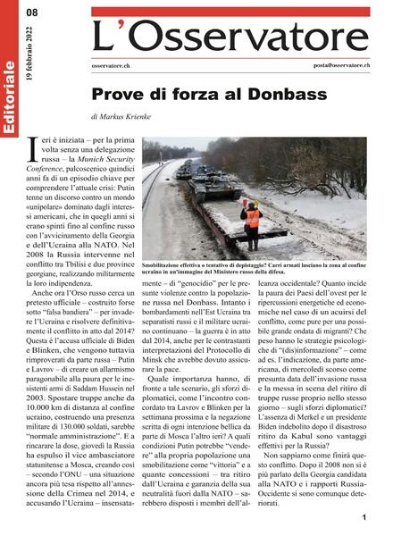 L’Osservatore – 19 febbraio 2022 Cover