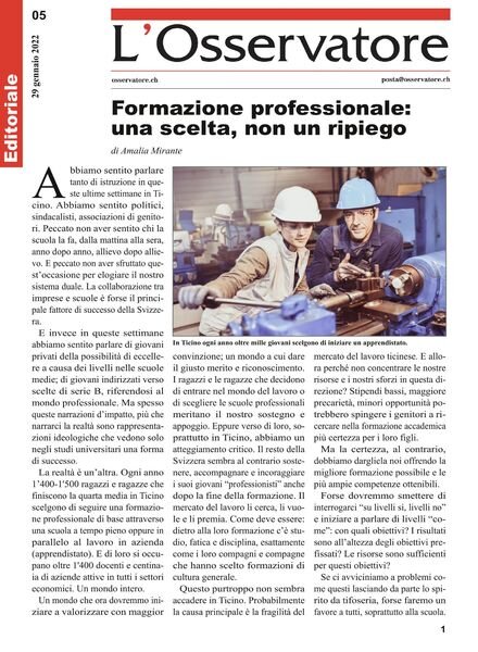 L’Osservatore – 29 gennaio 2022 Cover