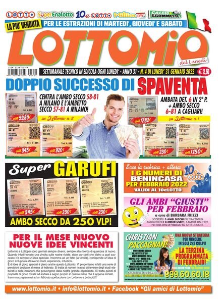 Lottomio del Lunedi – 31 Gennaio 2022 Cover