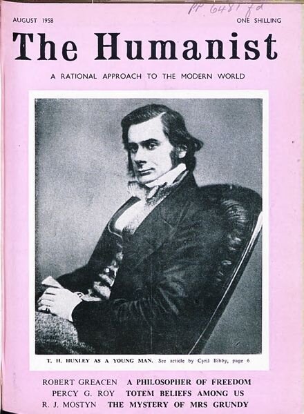 New Humanist – The Humanist, August 1958 Cover