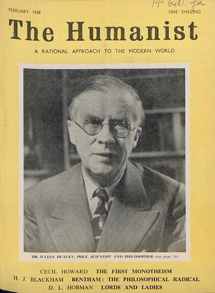 New Humanist – The Humanist, February 1958 Cover