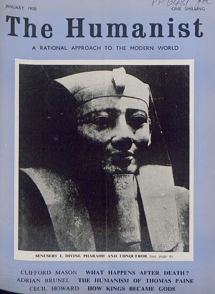 New Humanist – The Humanist, January 1958 Cover