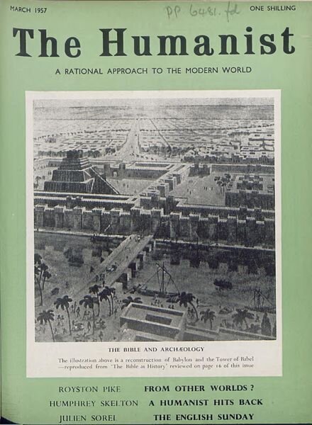 New Humanist – The Humanist, March 1957 Cover