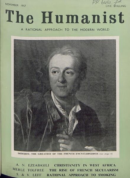 New Humanist – The Humanist, November 1957 Cover