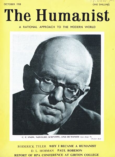New Humanist – The Humanist, October 1958 Cover