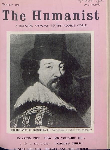New Humanist – The Humanist, September 1957 Cover
