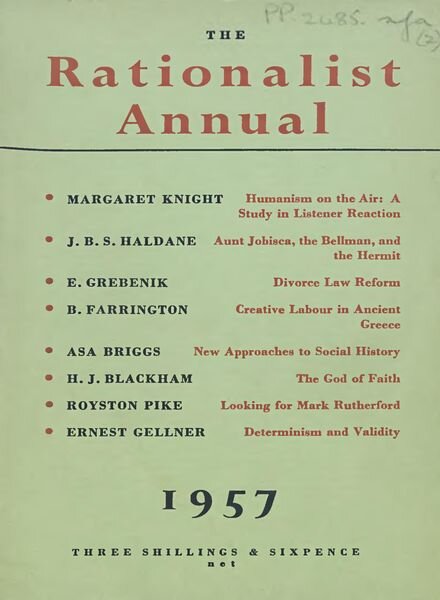New Humanist – The Rationalist Annual, 1957 Cover