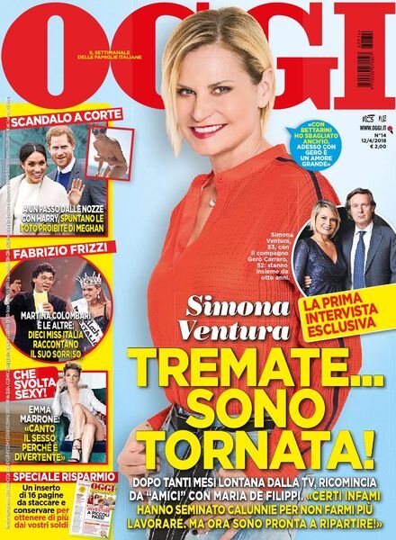 Oggi – 12 aprile 2018 Cover