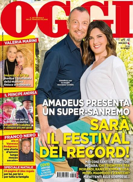 Oggi – 16 dicembre 2021 Cover