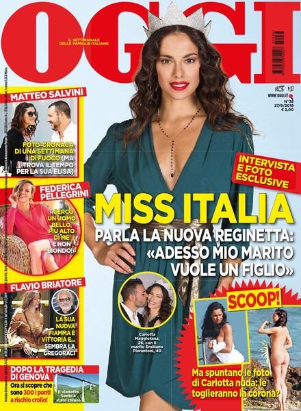Oggi – 27 settembre 2018 Cover