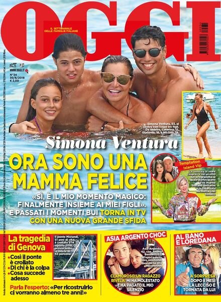 Oggi – 30 agosto 2018 Cover