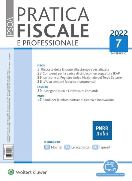 Pratica Fiscale e Professionale – 14 Febbraio 2022 Cover