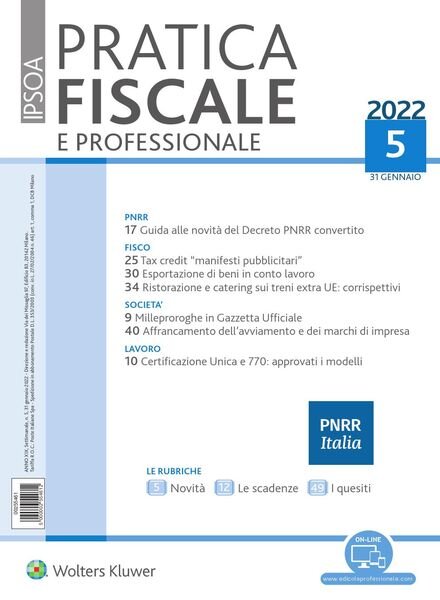 Pratica Fiscale e Professionale – 31 Gennaio 2022 Cover