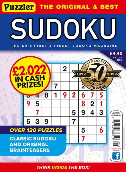 Puzzler Sudoku – January 2022 Cover