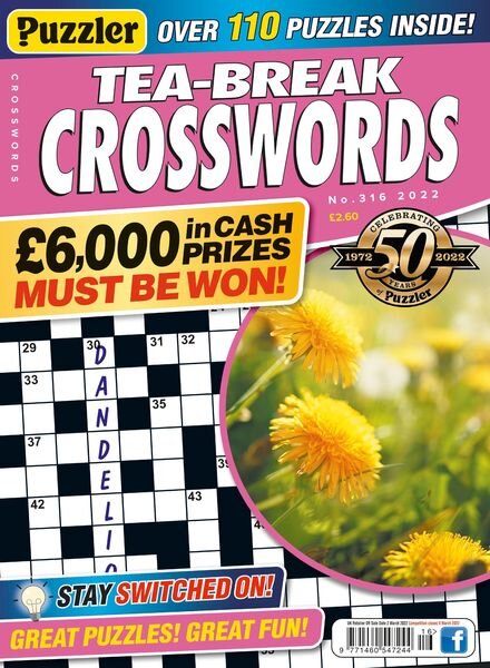 Puzzler Tea-Break Crosswords – February 2022 Cover
