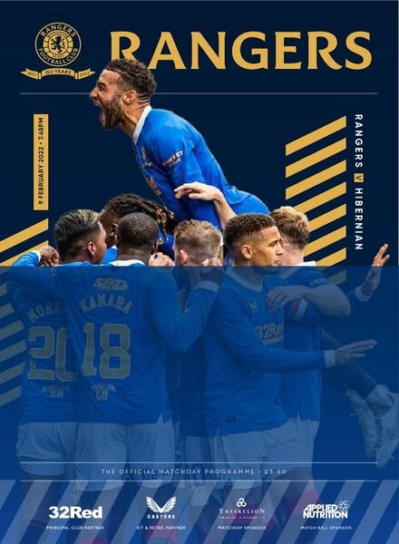 Rangers Football Club Matchday Programme – Rangers vs Hibernian – 9 February 2022 Cover