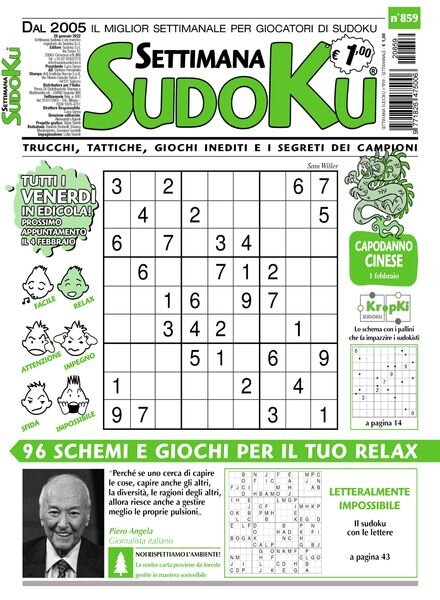 Settimana Sudoku – 26 gennaio 2022 Cover