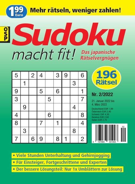 Sudoku macht fit – Nr 2 2022 Cover