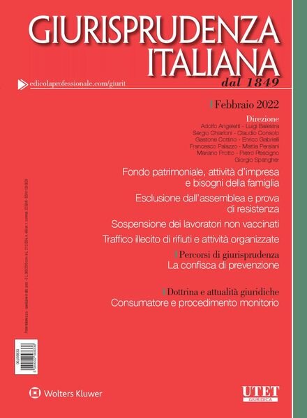 Giurisprudenza Italiana – Febbraio 2022 Cover