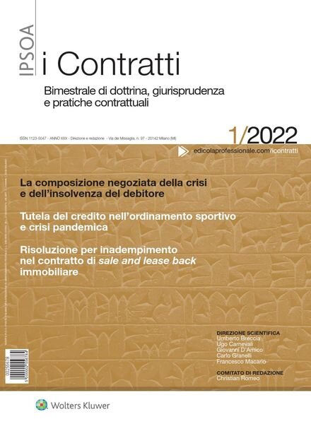 I Contratti – Gennaio 2022 Cover