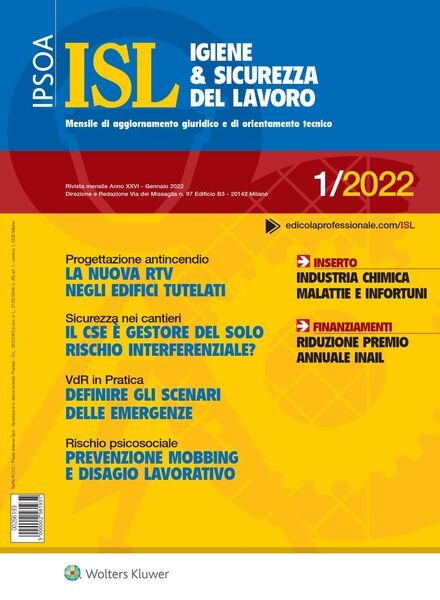 Igiene & Sicurezza del Lavoro – Gennaio 2022 Cover
