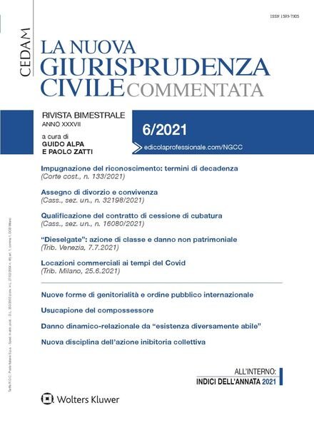 La Nuova Giurisprudenza Civile Commentata – Dicembre 2021 Cover