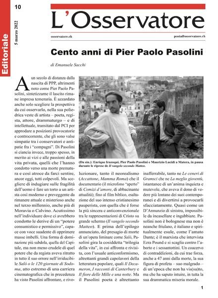 L’Osservatore – 05 marzo 2022 Cover