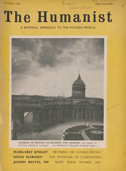 New Humanist – The Humanist October 1956 Cover