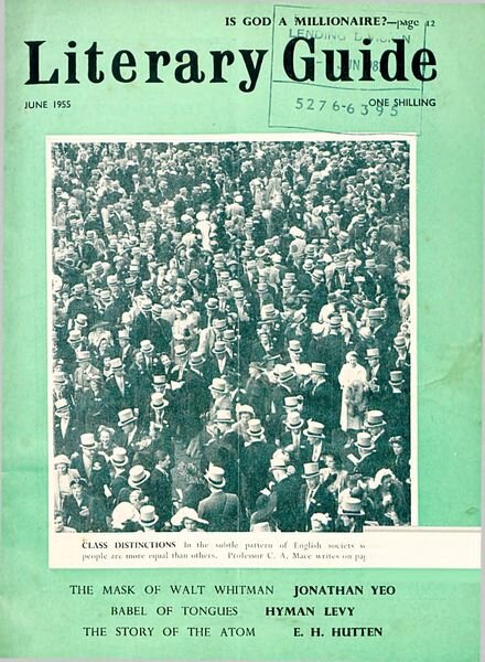 New Humanist – The Literary Guide June 1955 Cover