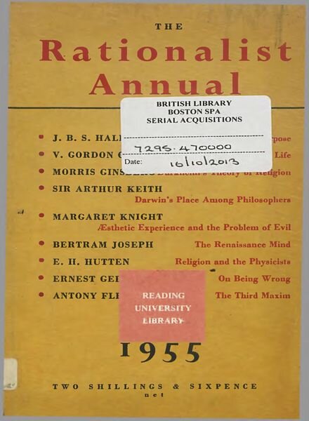 New Humanist – The Rationalist Annual 1955 Cover