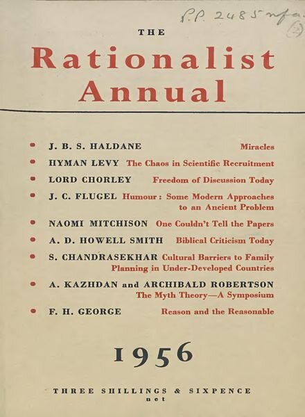 New Humanist – The Rationalist Annual 1956 Cover