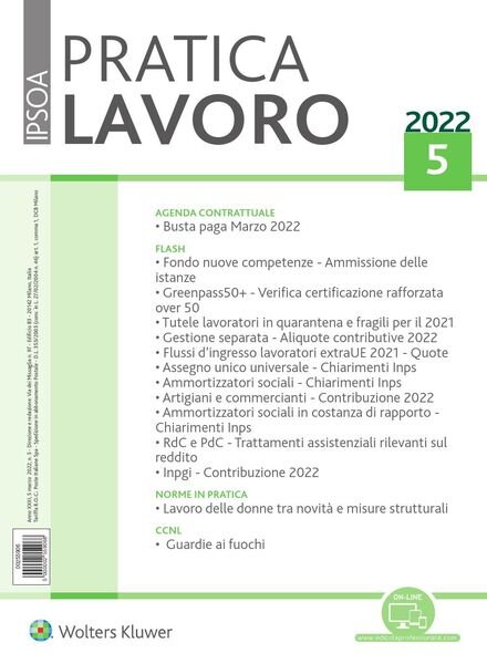 Pratica Lavoro – 5 Marzo 2022 Cover