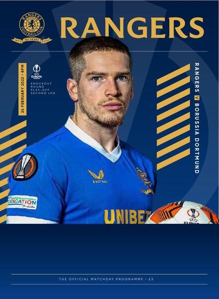Rangers Football Club Matchday Programme – Rangers vs Borussia Dortmund – 24 February 2022 Cover
