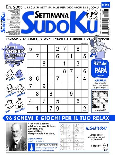 Settimana Sudoku – 09 marzo 2022 Cover