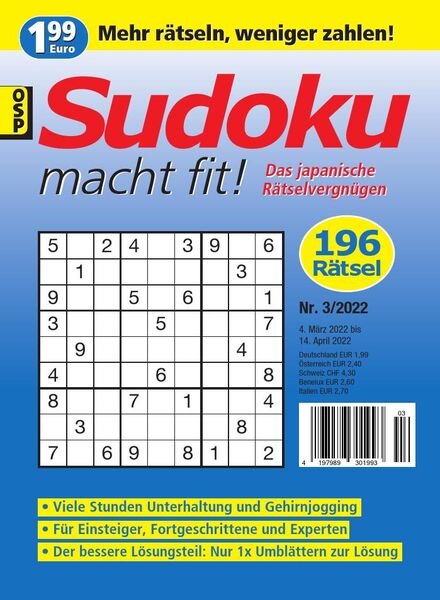 Sudoku macht fit – Nr3 2022 Cover